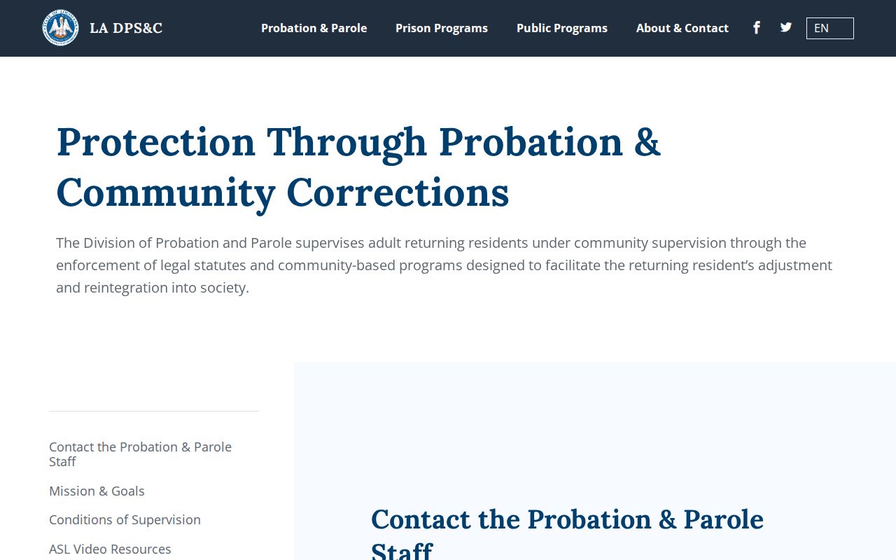 West Baton Rouge Parish post-release supervision information from Louisiana DPS&C